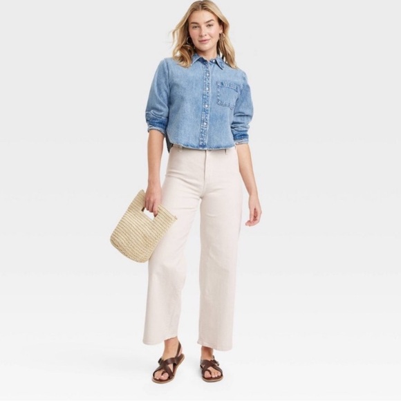 Universal Thread Pants - Universal Thread High-Rise Wide-Leg Ankle Pants - Cream